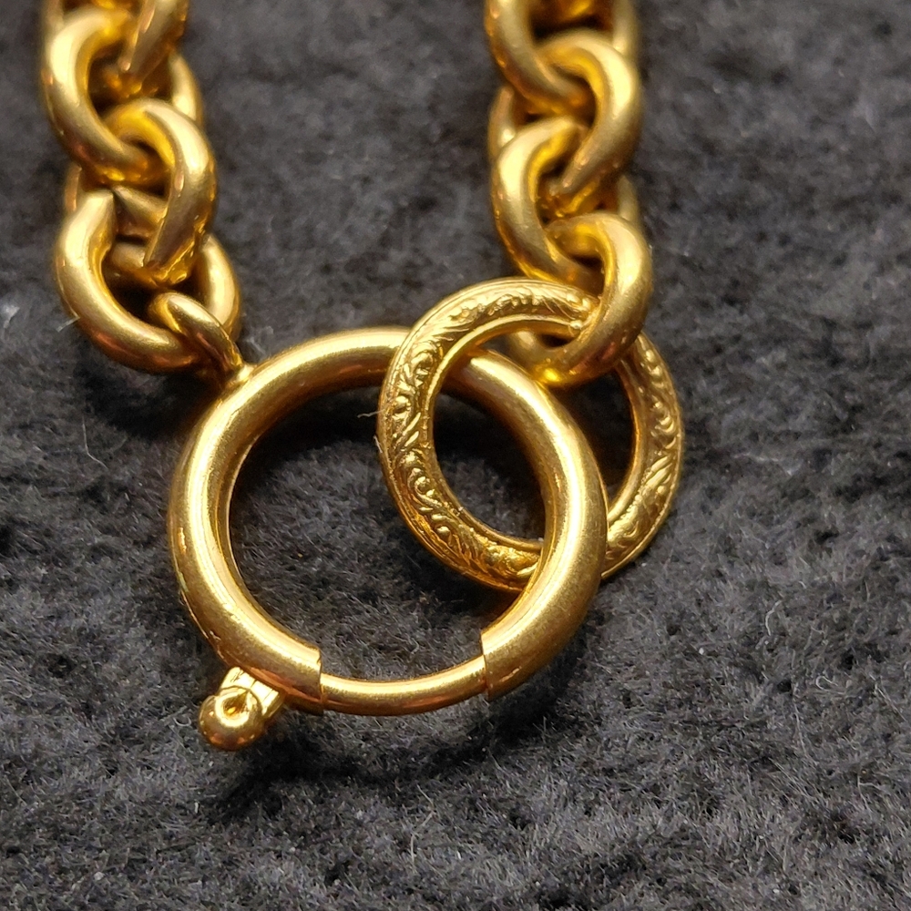 CHANEL Vintage Coco Mark CC Logo Round Pendant Necklace Gold Tone 94P Auth - Picture 4 of 8